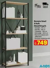 REMAKS SMALL 5 RAFLI METAL KİTAPLIK fiyat ve kampanya bilgisi